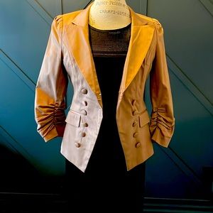 Supertrash Beige Blazer with Ruched Arms. Size Small.